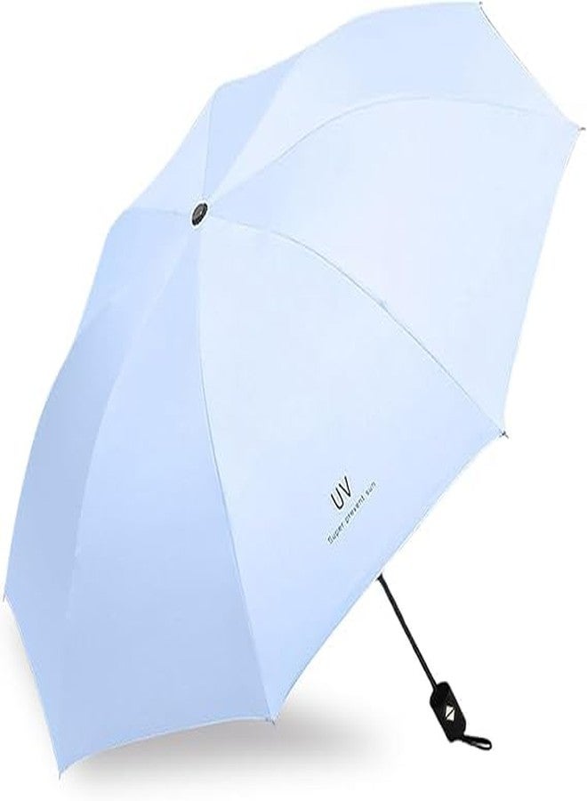 PRANIJ One-Click Auto Open/Close 3-Fold Travel Umbrella For Women, Men, & Kids, Sun & UV Protection Compact Lightweight Windproof Umbrella for Rain (Sky Blue) - Image 2